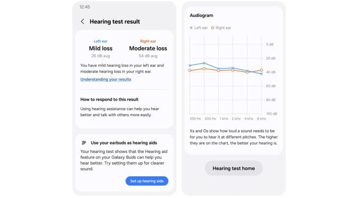 Galaxy Buds app hearing test
