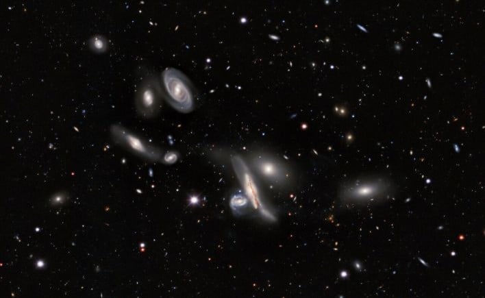 A group of galaxies nicknamed the Copeland Septet, in the constellation of Leo.