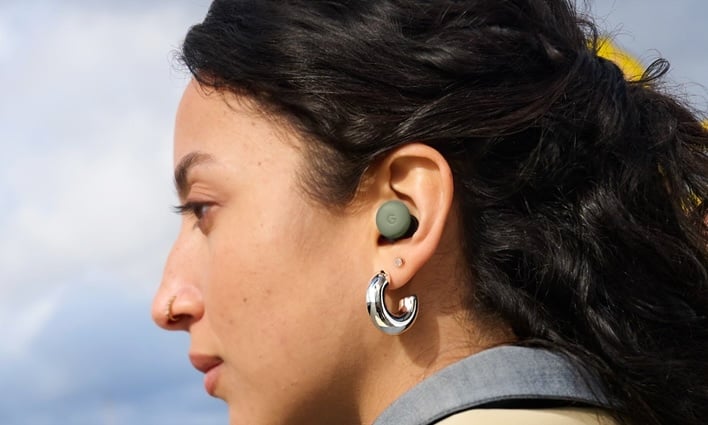 A person using Pixel Buds