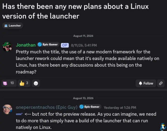 Epic Games confirms work on EGS for Linux.