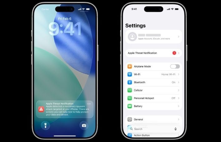 Two examples of iOS threat notifications
