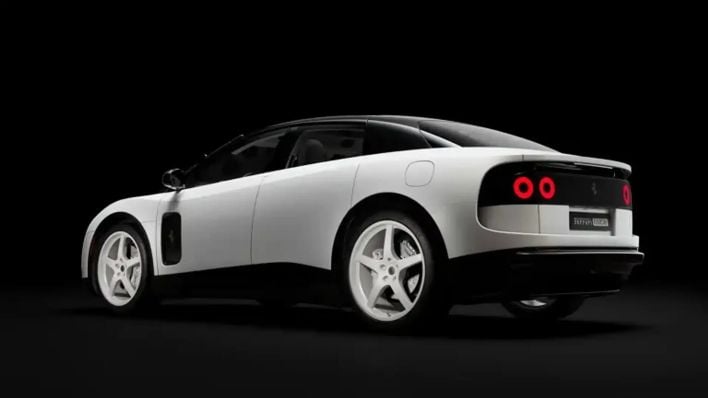 Rear quarter view of the Ferrari Luce
