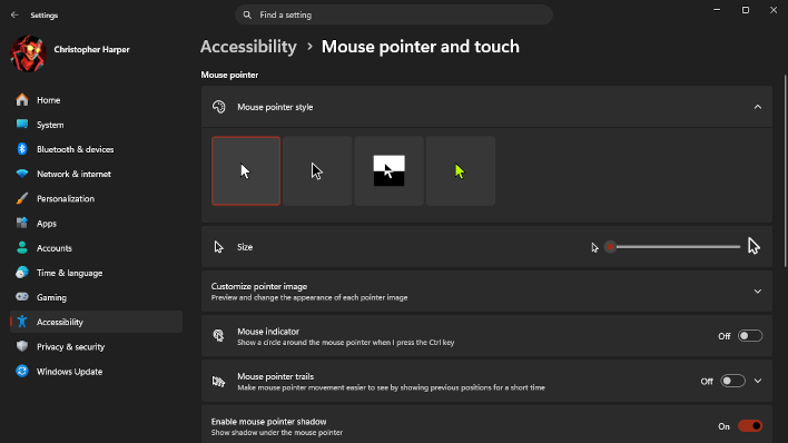 Windows mouse settings.