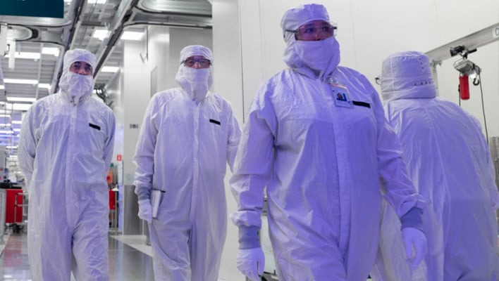 Engineers in a cleanroom