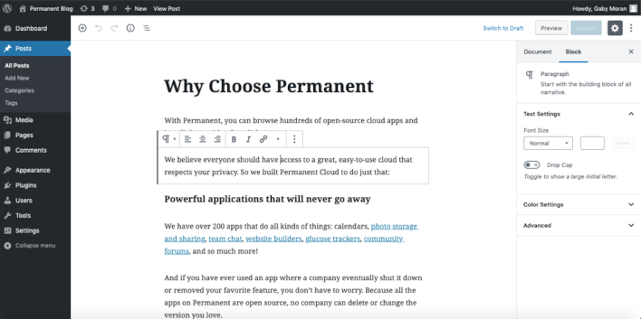 wordpress screenshot
