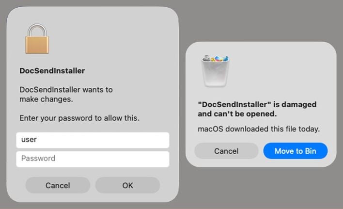 Password prompts generated by malware