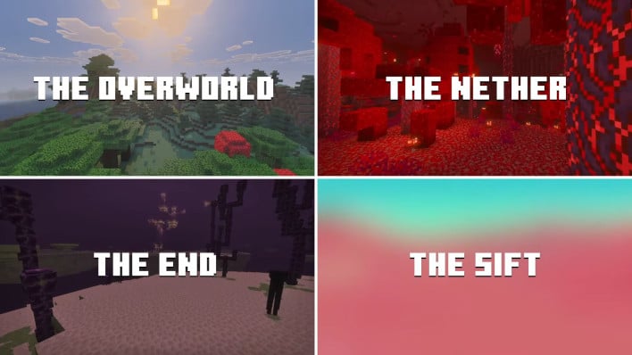 Minecraft's four dimensions.
