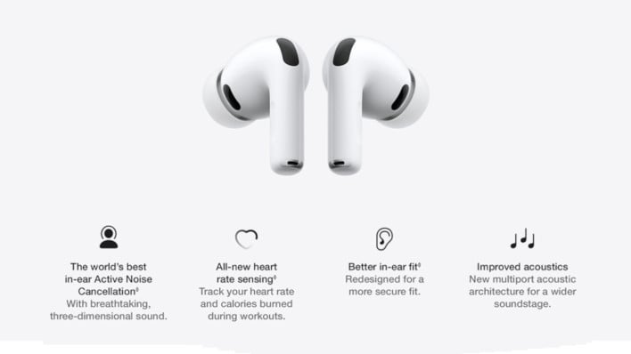 Official Apple AirPods Pro 3 features graphic.