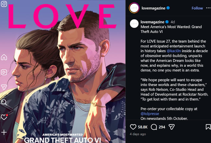 love mag gta6 cover instagram