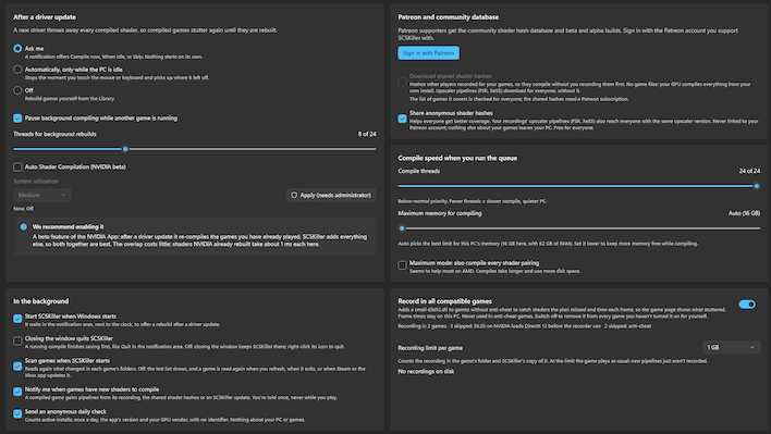 scskiller settings screen default setings