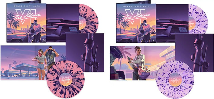 Amazon (left) and Best Buy (right) exclusives for GTA 6's vinyl album