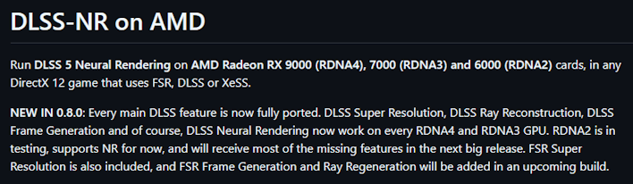 dlss nr on amd summary