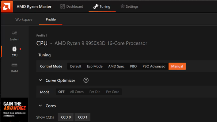 AMD Ryzen Master Software on Windows.
